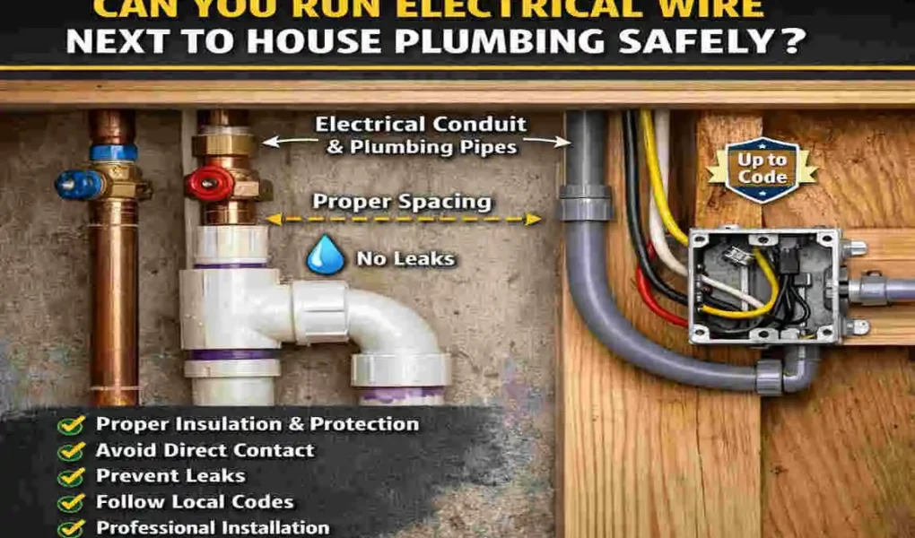 can you run electrical wire next to house plumbing