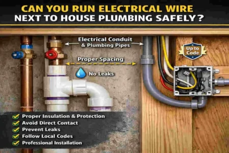 can you run electrical wire next to house plumbing