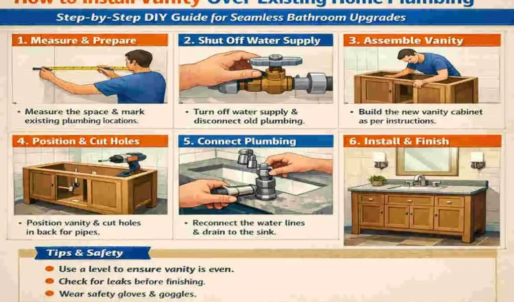 how to install vanity over home plumbing