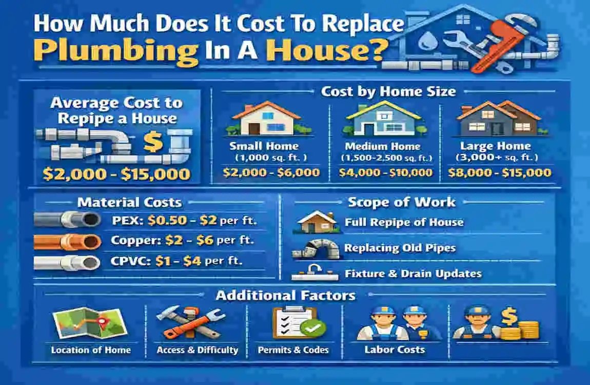 how much to replace plumbing in a house
