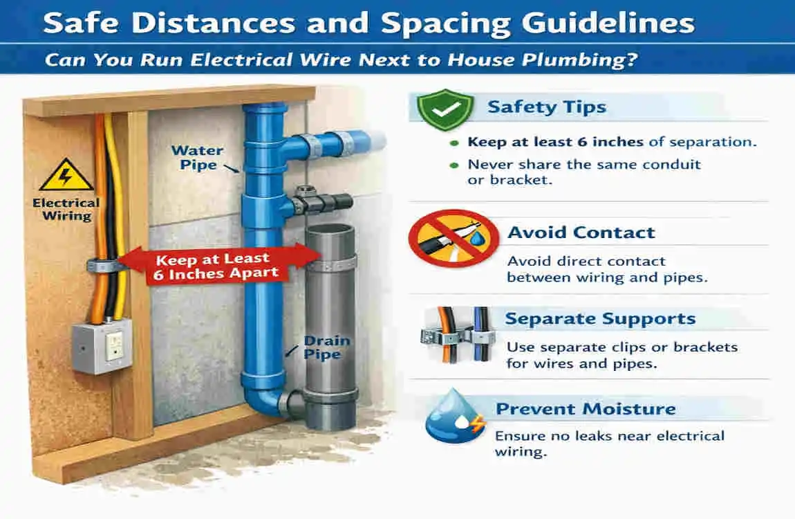 can you run electrical wire next to house plumbing