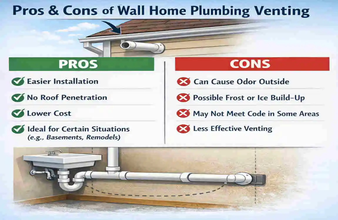 can you vent home plumbing through a wall