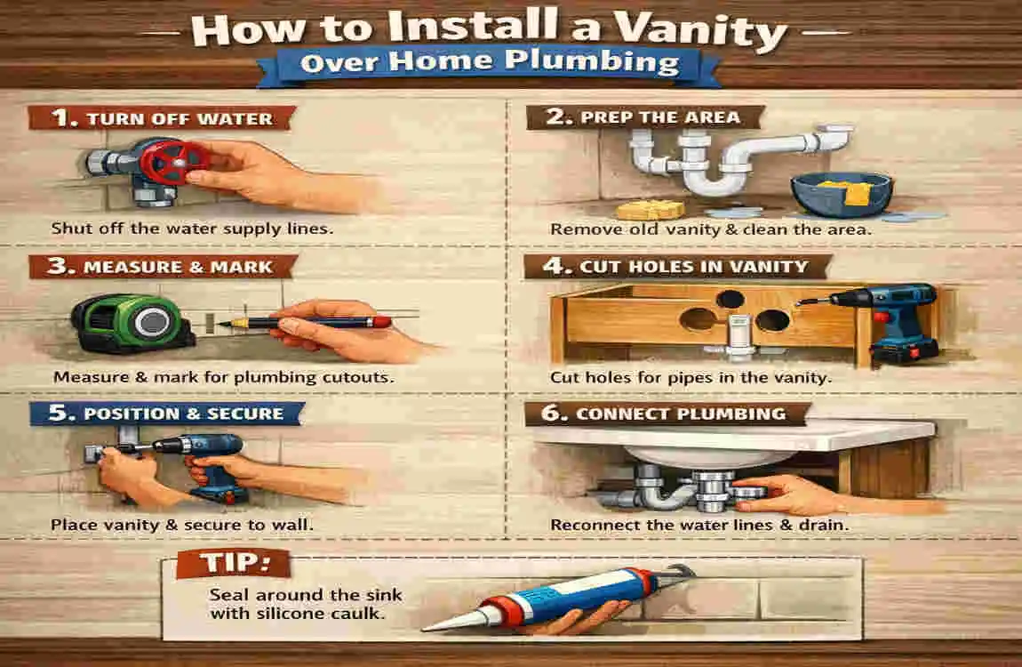 how to install vanity over home plumbing