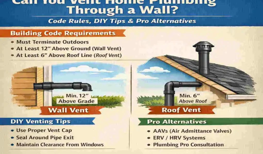 can you vent home plumbing through a wall