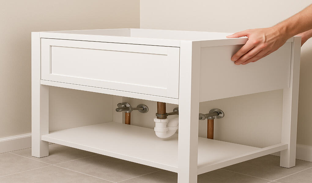 how to install vanity over home plumbing
