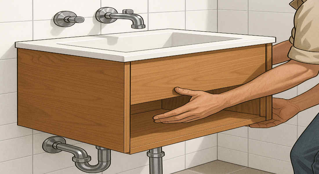 how to install vanity over home plumbing