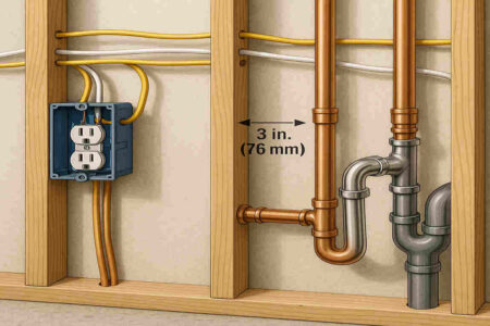 can you run electrical wire next to house plumbing