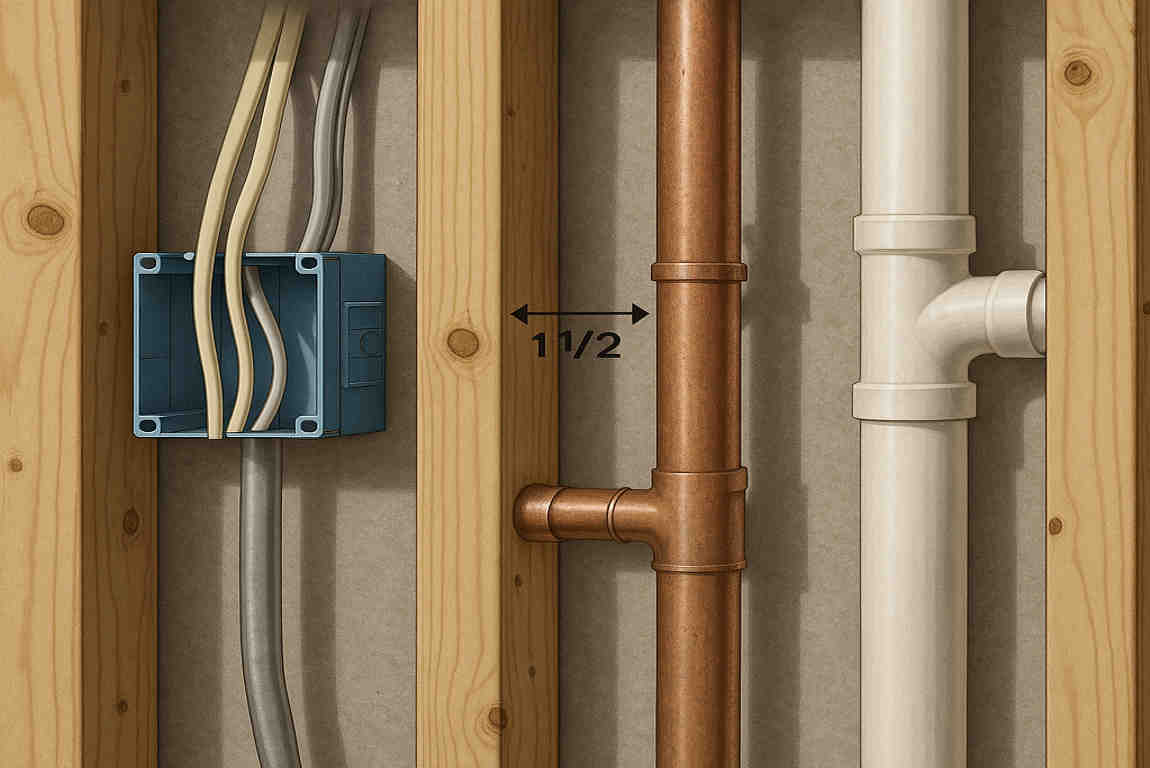 can you run electrical wire next to house plumbing