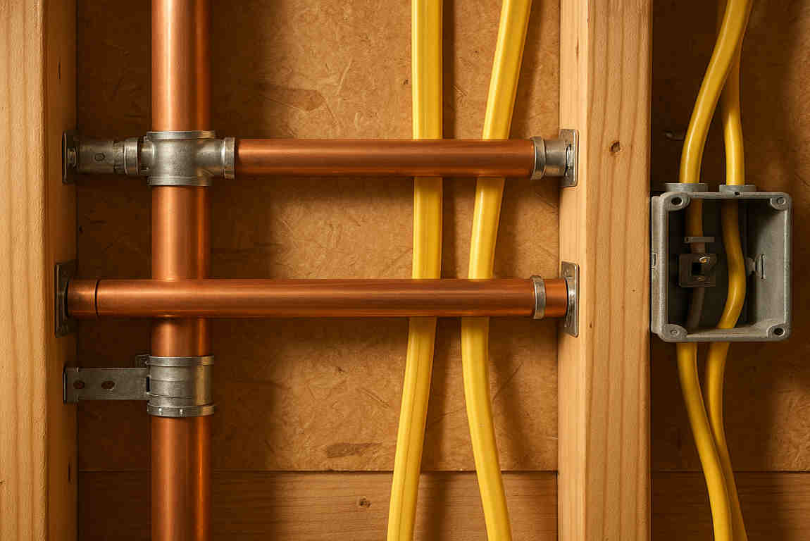 can you run electrical wire next to house plumbing