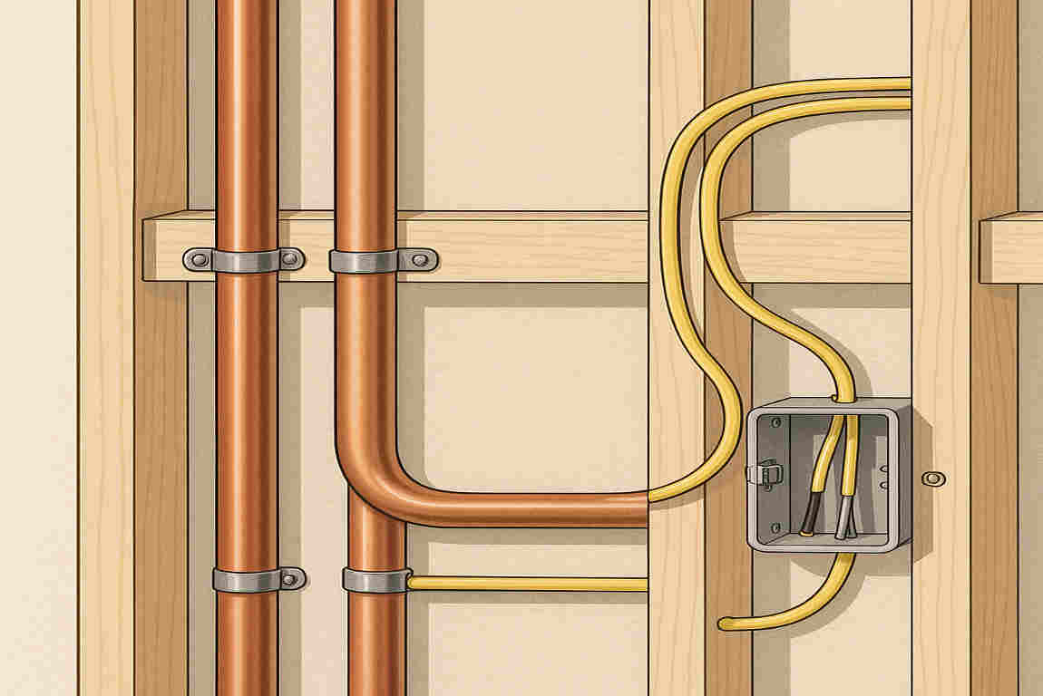 can you run electrical wire next to house plumbing