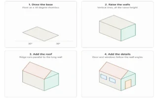 How to make an isometric drawing of a house?