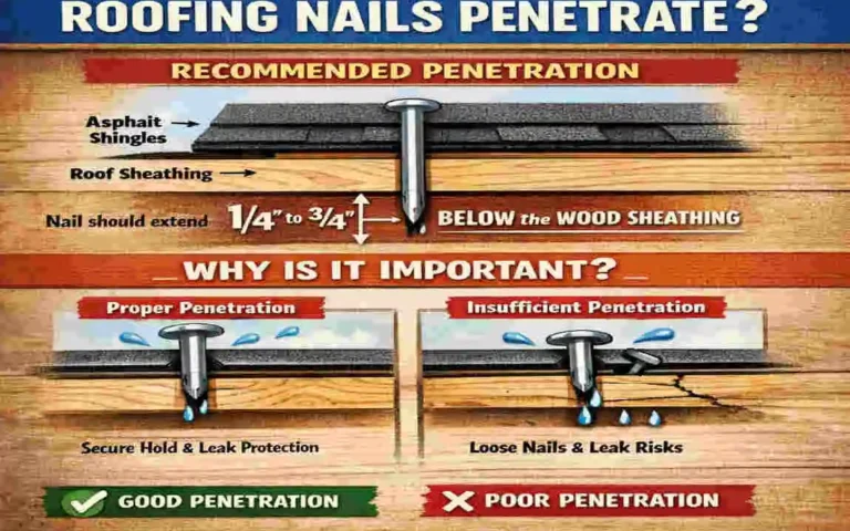 how far should house roofing nails penetrate