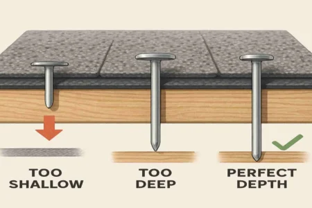 how far should house roofing nails penetrate