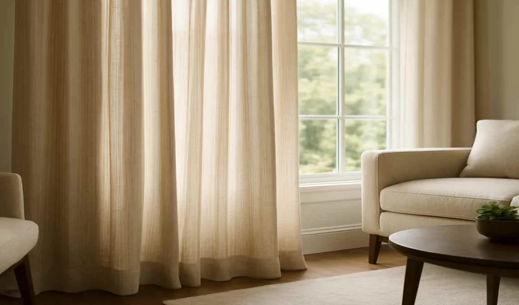 should curtains touch the house floor