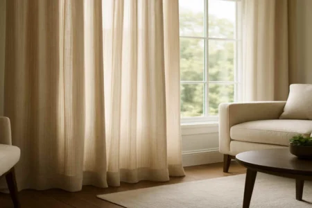 should curtains touch the house floor