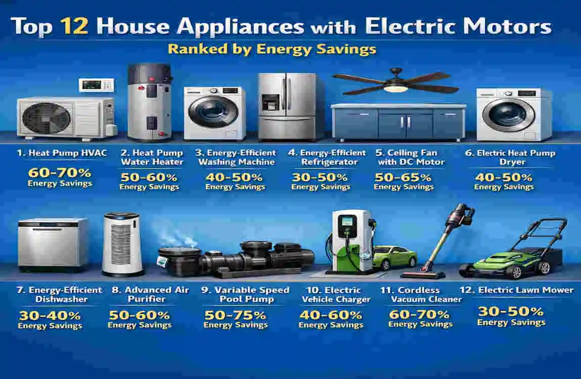 house appliances with electric motors