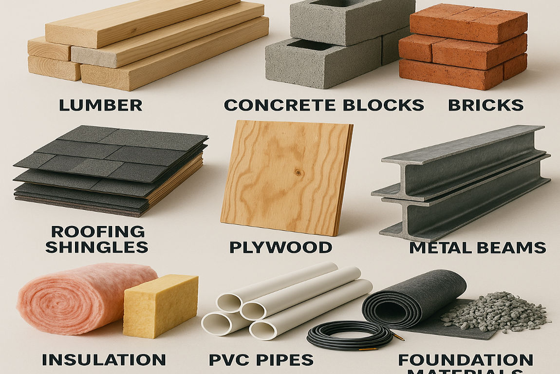 materials needed to build a house