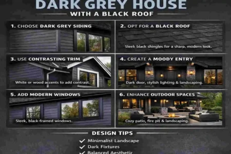 dark grey with black roof house design
