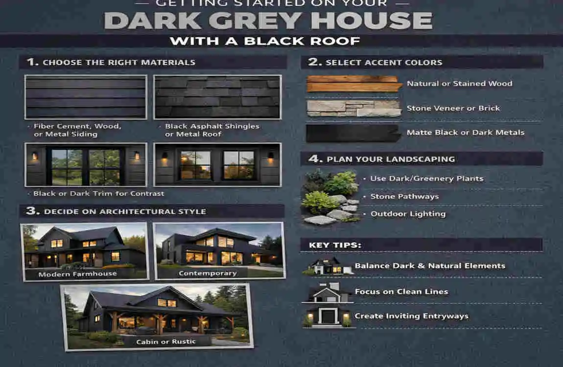 dark grey with black roof house design