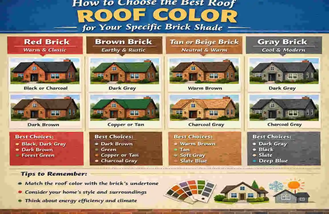 best color roof for red brick house
