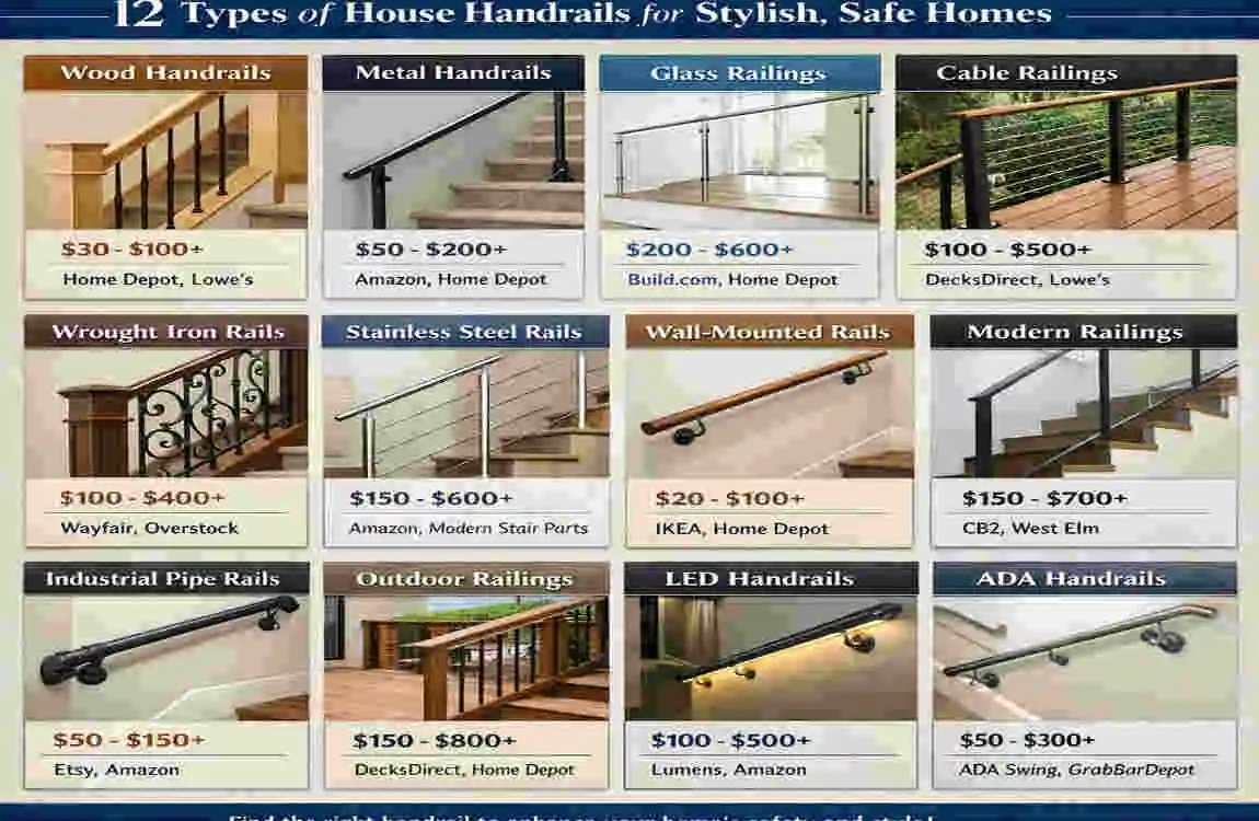 types of house handrails