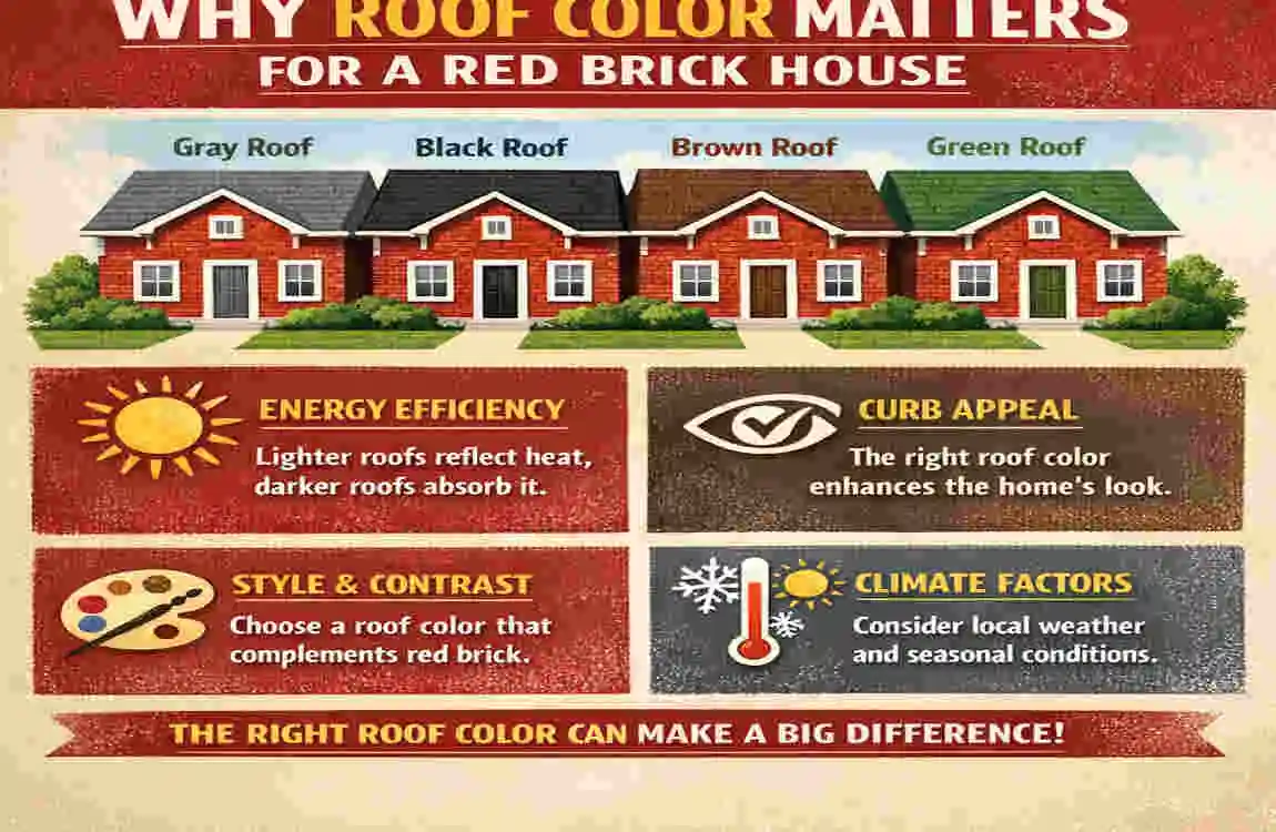 best color roof for red brick house