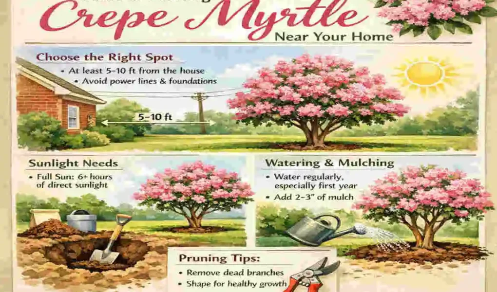 how far to plant crepe myrtle from house