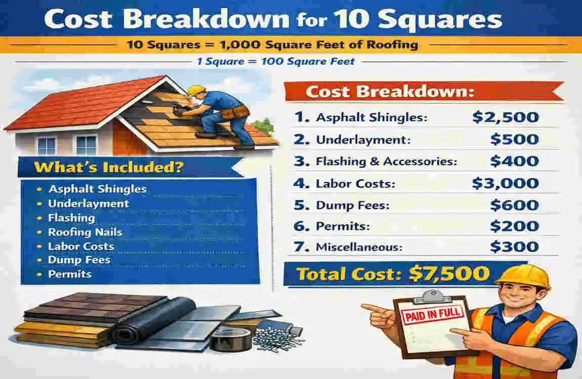 how many squares of roofing is 1000 square feet