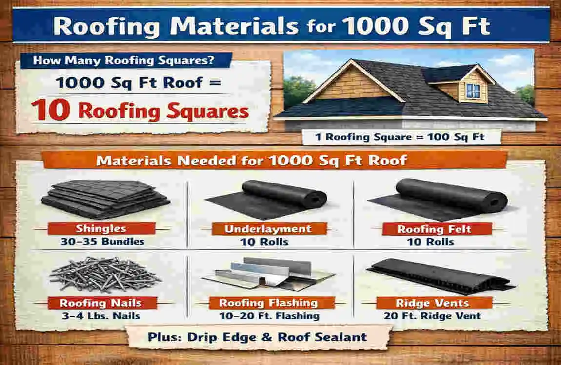 how many squares of roofing is 1000 square feet