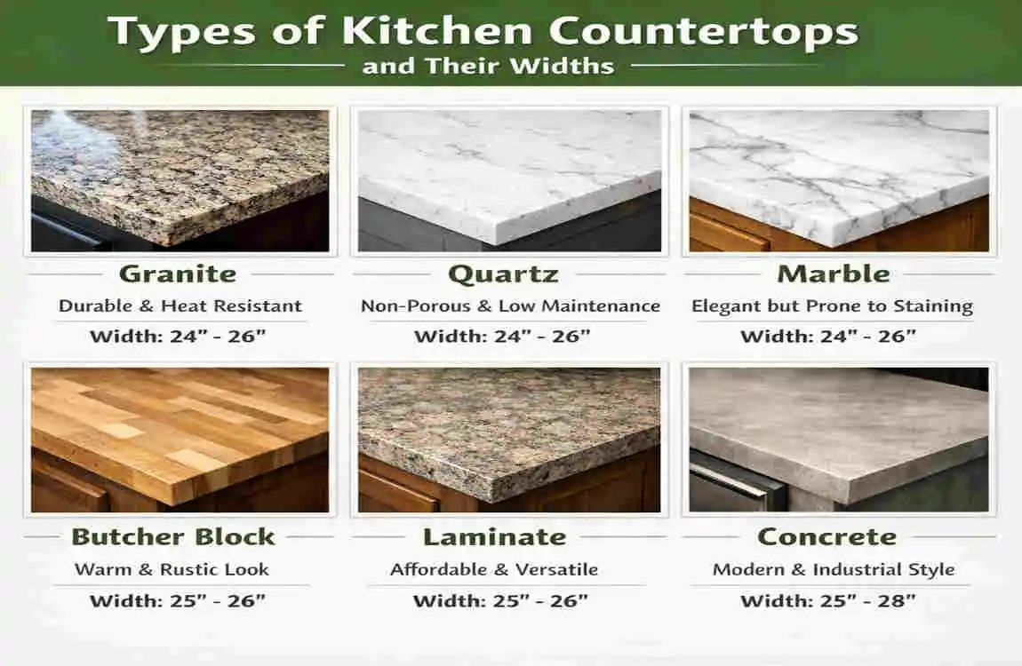 how wide is a kitchen countertop