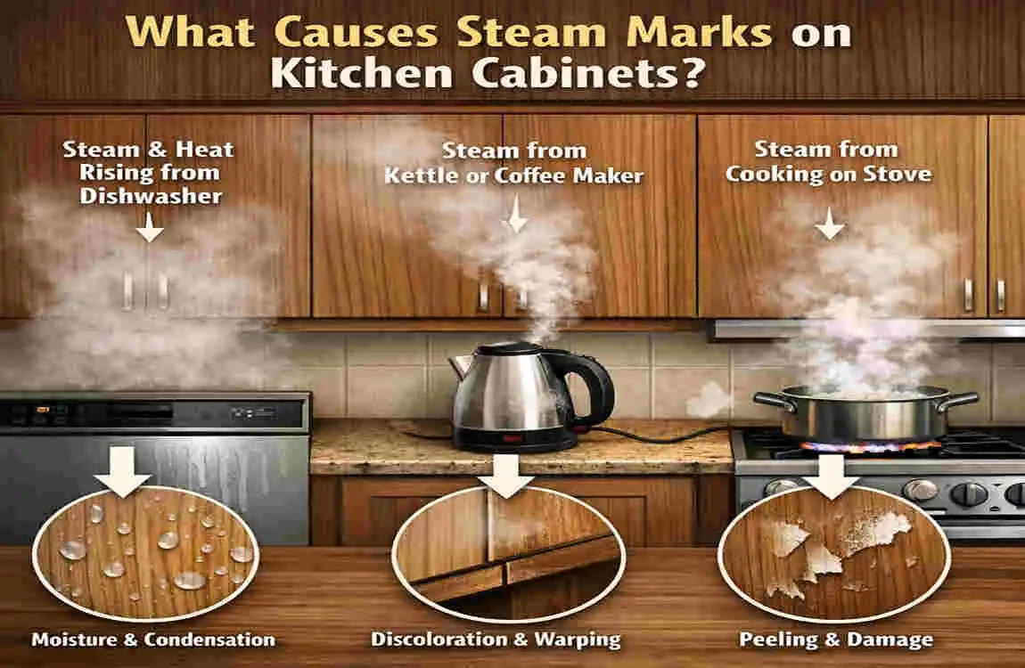 how to remove steam marks from kitchen cabinets