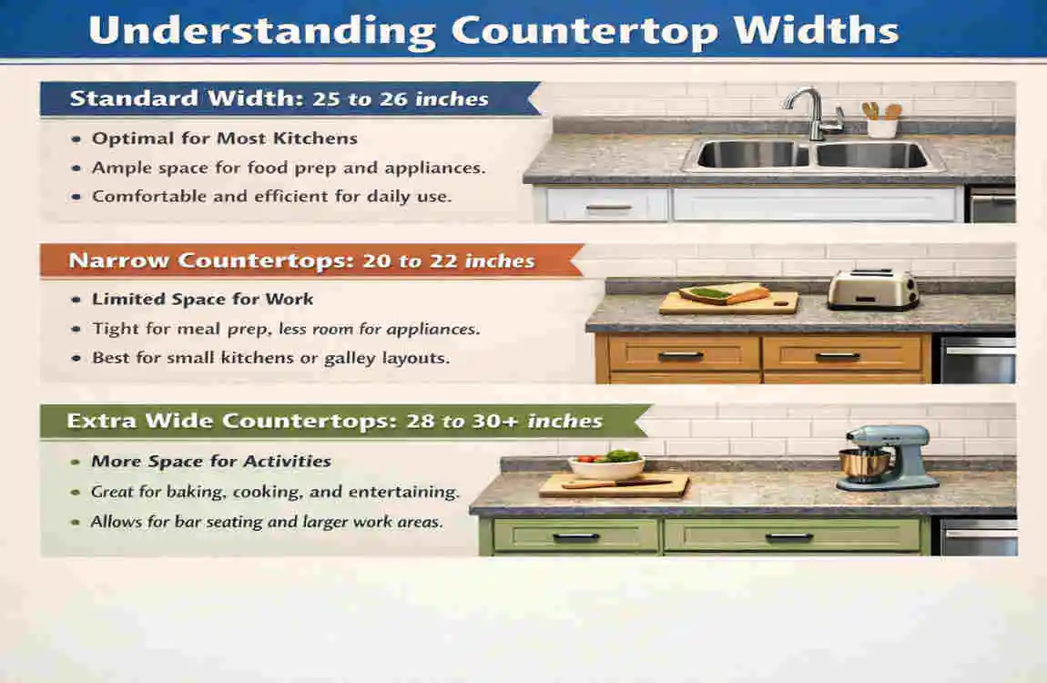 how wide is a kitchen countertop