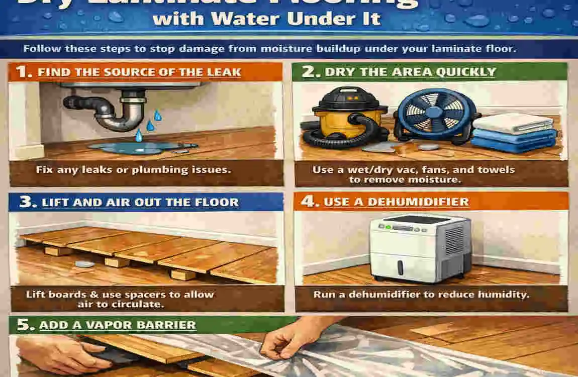how to dry laminate flooring with water under it