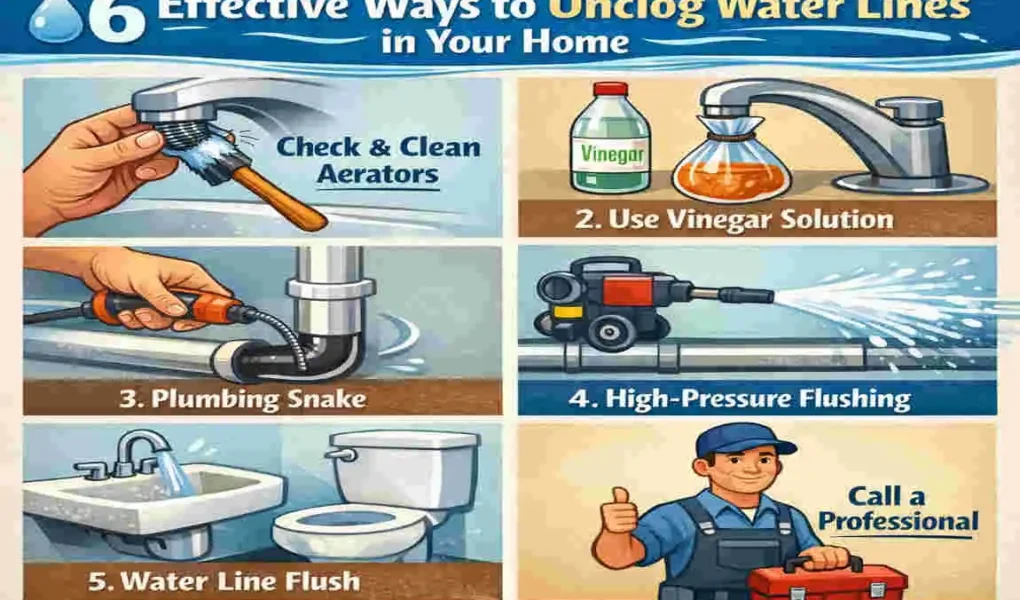 how to unclog water lines in house