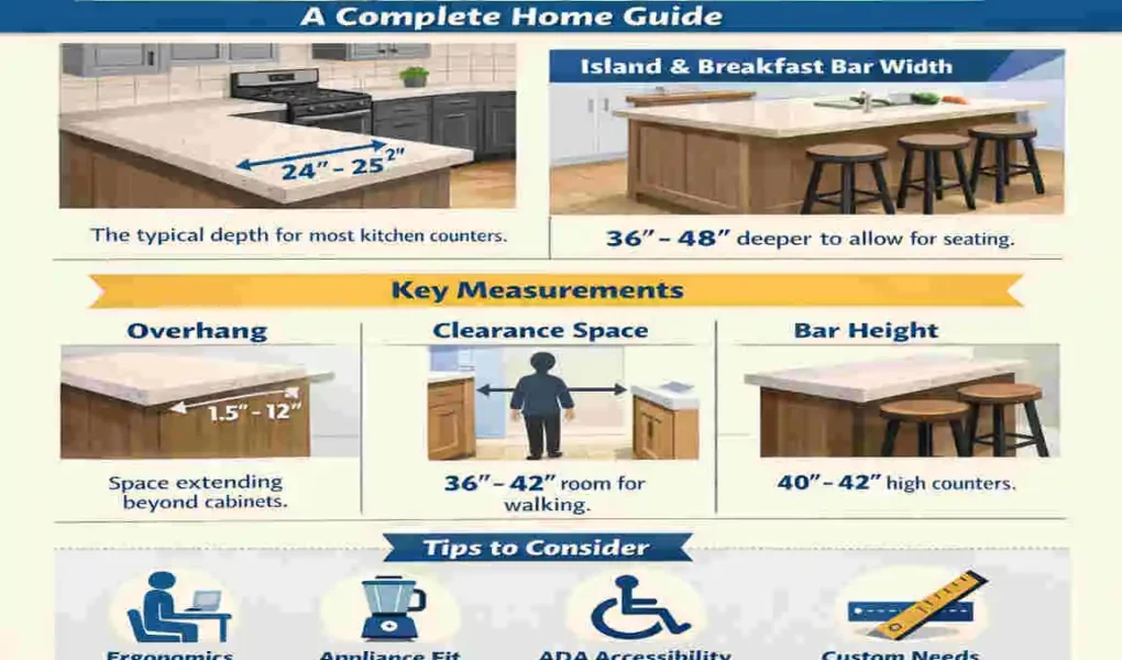 how wide is a kitchen countertop