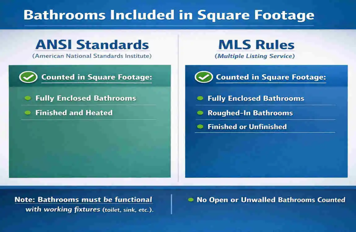 are bathrooms included in square footage