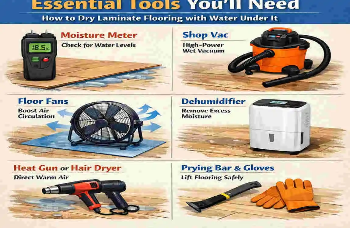 how to dry laminate flooring with water under it