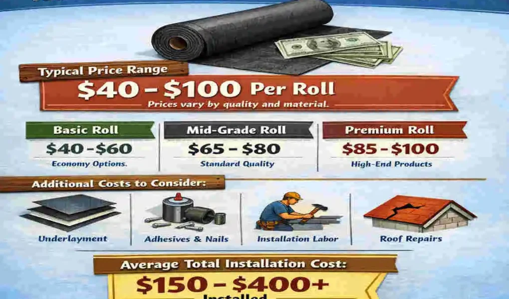 how much does a roll of rolled roofing cost