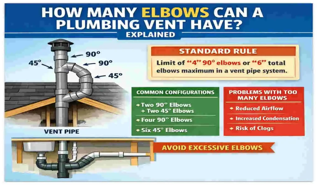 how many elbows can a plumbing vent have