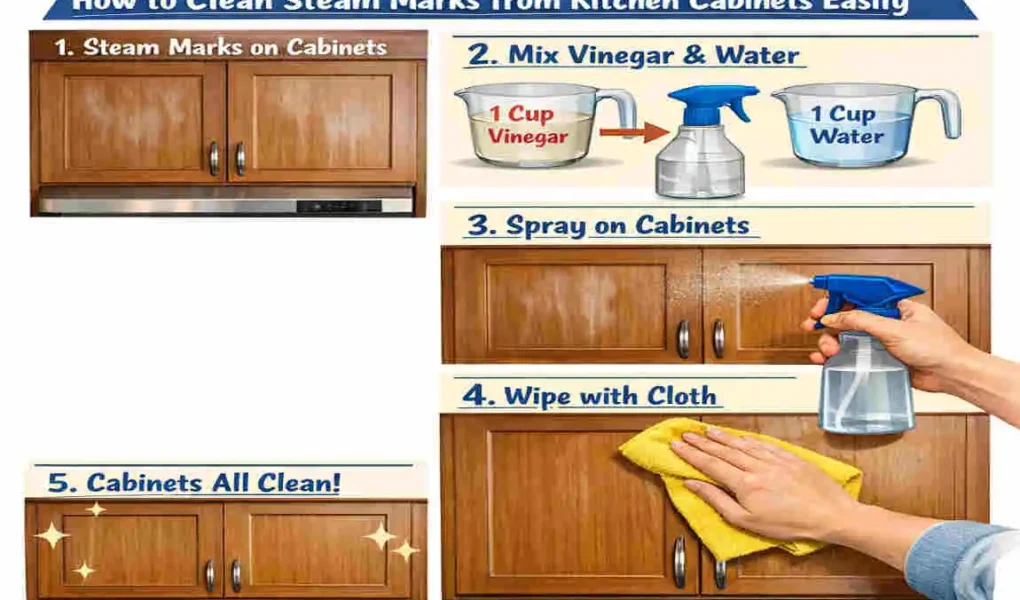 how to remove steam marks from kitchen cabinets