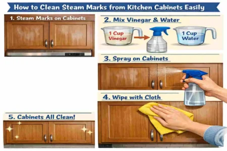 how to remove steam marks from kitchen cabinets