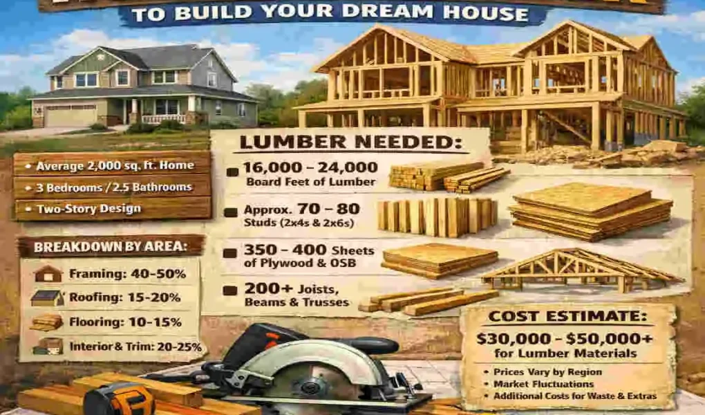 how much lumber is needed to build a house