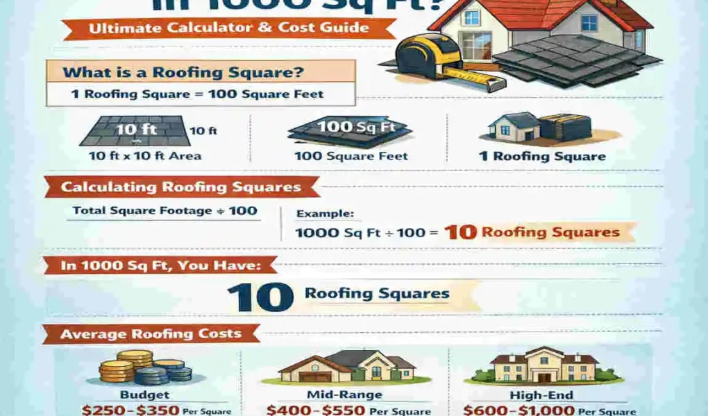 how many squares of roofing is 1000 square feet