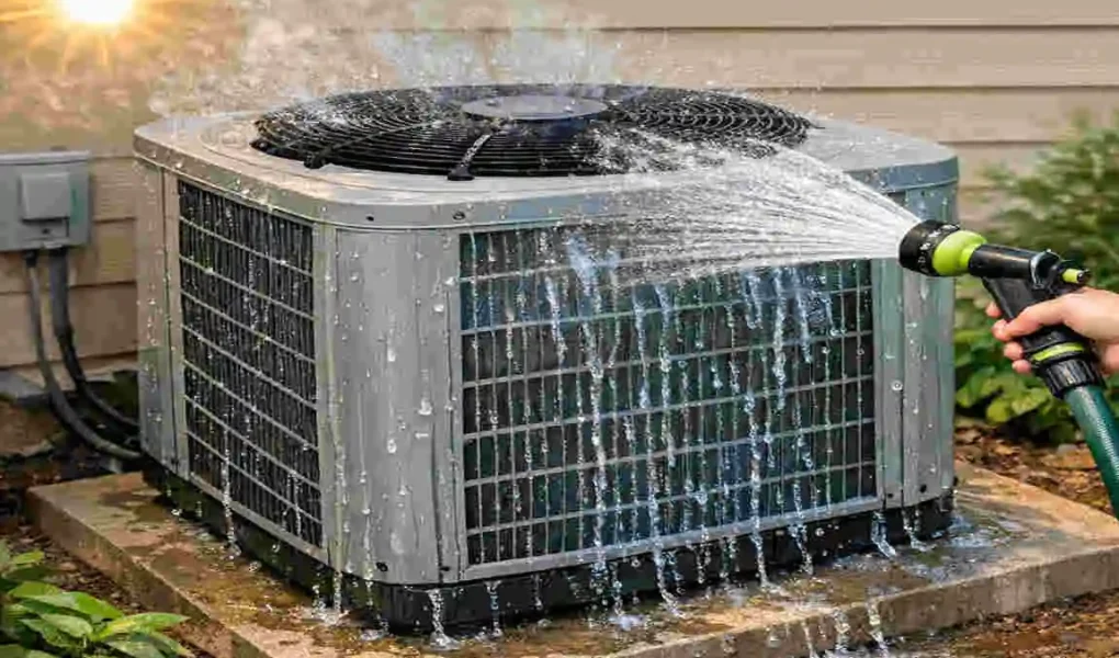 does spraying ac condenser with water help cool house