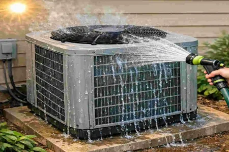 does spraying ac condenser with water help cool house
