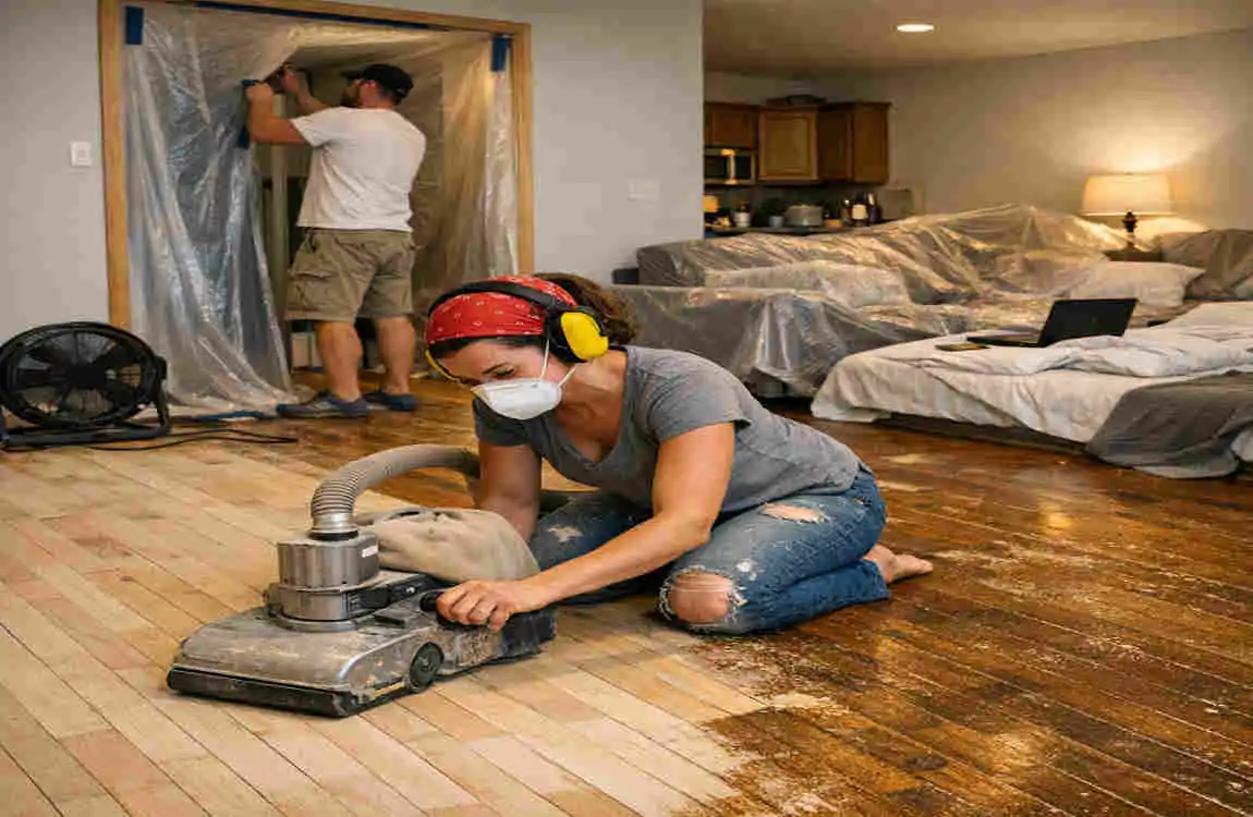 how to refinish floors while living in house