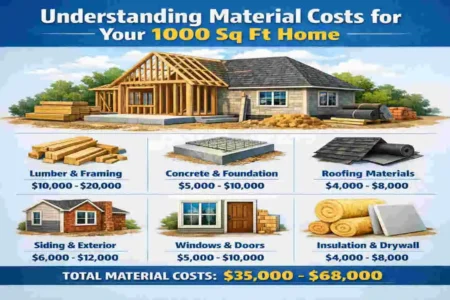 What is the material cost for a 1000 sq ft house?