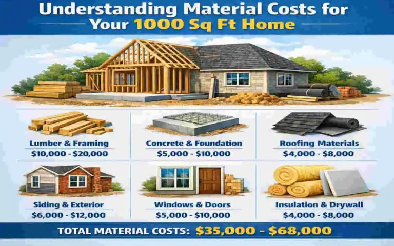 What is the material cost for a 1000 sq ft house?