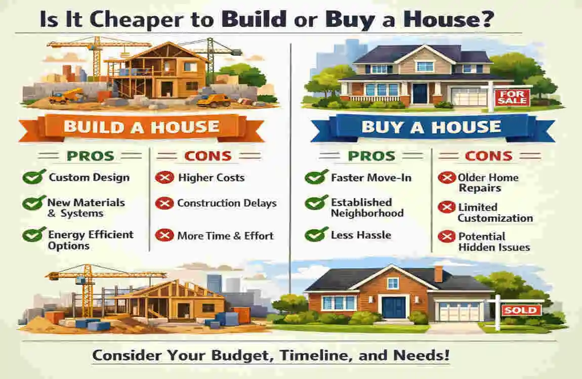 is cheaper to build or buy a house
