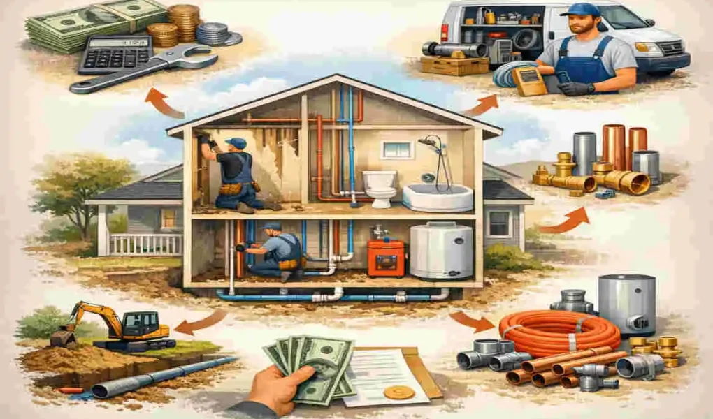 how much to re plumb a house